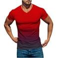 thumbnail image 1 of Mens Plus Size Shirts Clearance Casual V-neck Gradient Printing Pullover Fitness Sports Shorts Sleeves T Shirt Blouse, 1 of 4