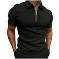 thumbnail image 1 of Mens Plus Size Shirts Clearance Men Casual Solid Turndown Pullover Zipper Short Sleeve Blouse Tops, 1 of 6