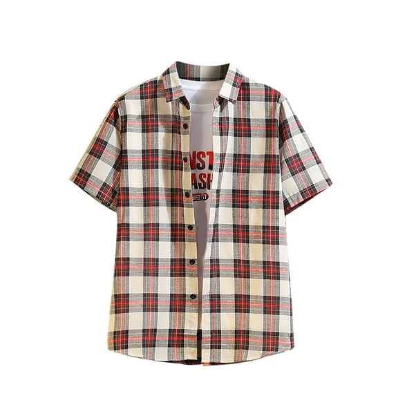 Mens Plus Size Shirts Clearance Vintage Printed Shirt Short Sleeve Blouse Cuban Collar Shirt Hawaiian Turndown Shirt