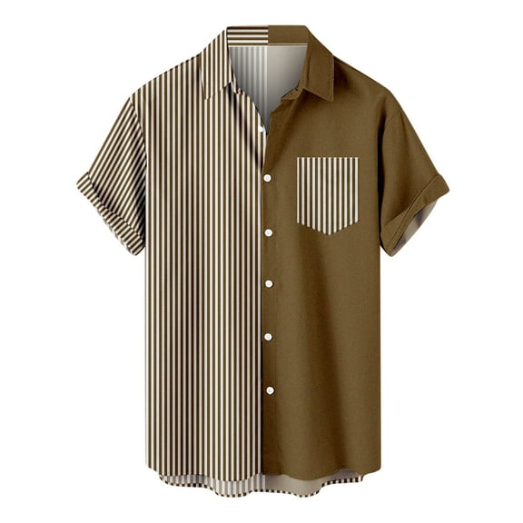 Mens Plus Size Shirts Men Casual Non-positioning Printing Buttons Beach Turndown Short Sleeve Shirt Blouse