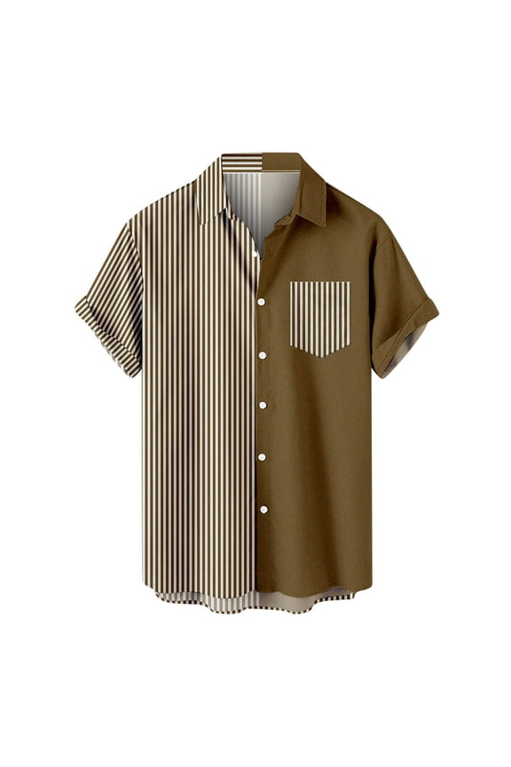 Mens Plus Size Shirts Men Casual Non-positioning Printing Buttons Beach Turndown Short Sleeve Shirt Blouse