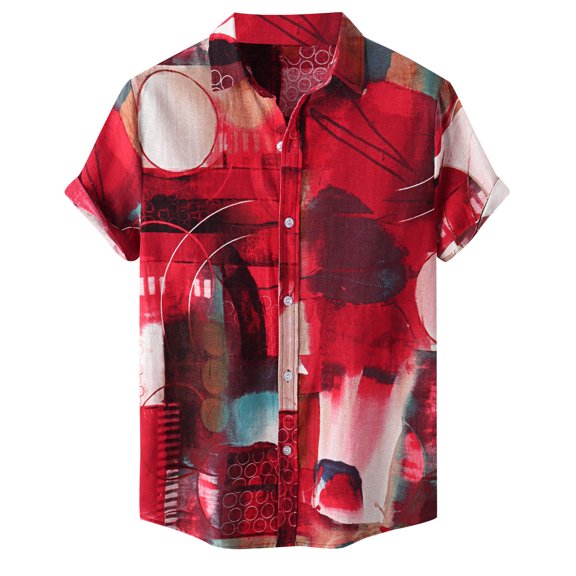 Mens Plus Size Shirts Men Hawaiian Short Sleeve Beach Shirt Printed Summer Casual Button Down Shirts