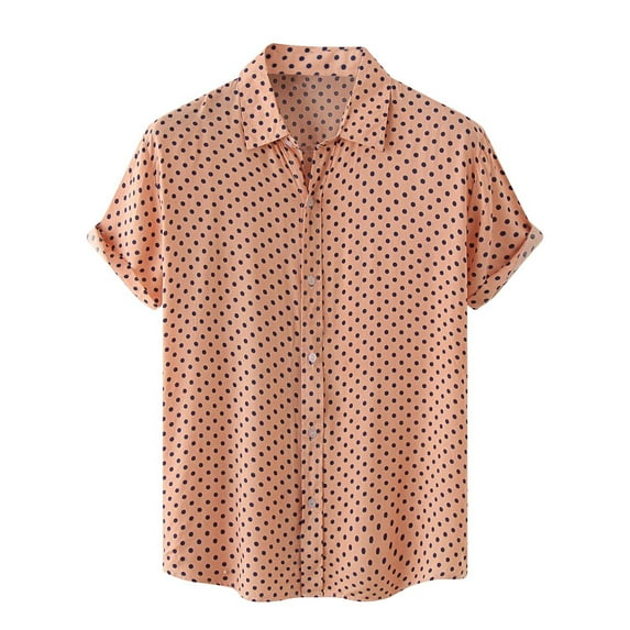 Mens Plus Size Shirts Men's Shirt Beach Shirt Casual Polka Dot Shirt Lapel Short Sleeve Shirt Top Blouse