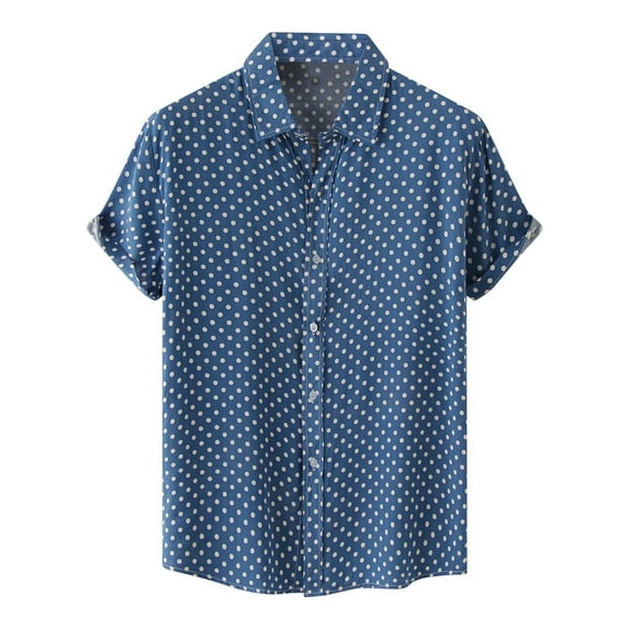 Mens Plus Size Shirts Men's Shirt Beach Shirt Casual Polka Dot Shirt Lapel Short Sleeve Shirt Top Blouse