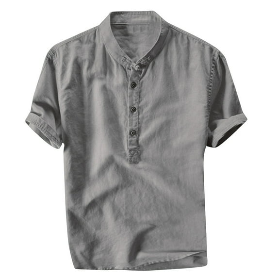Mens Plus Size Shirts Summer Cool And Thin Breathable Collar Hanging Dyed Gradient Cotton Shirt