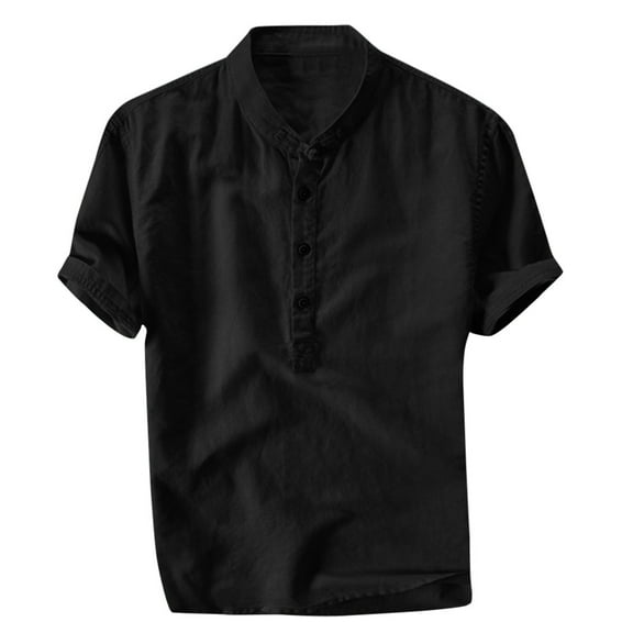Mens Plus Size Shirts Summer Cool And Thin Breathable Collar Hanging Dyed Gradient Cotton Shirt