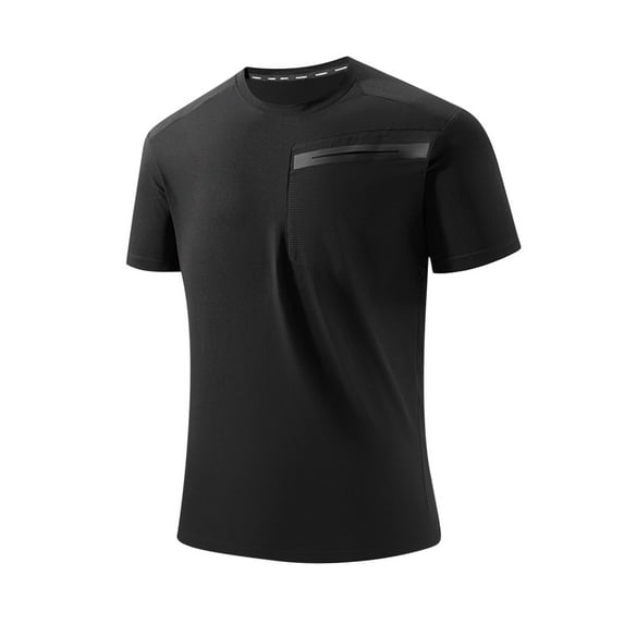 Mens Plus Size Short Sleeve T-Shirt Lightweight Crewneck Comfy Soft Athletic Shirts Solid Color Workout Gym Tops Black M