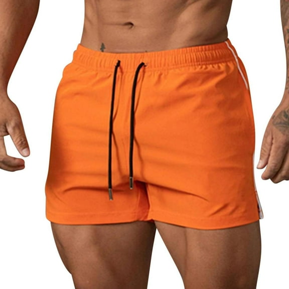 Mens Plus Size Shorts Clothing for Men Gym Workout Shorts Slim Fit Shorts Men Plus Size Mens Shorts Men's Activewear Men's Shorts Clearance, Orange, M