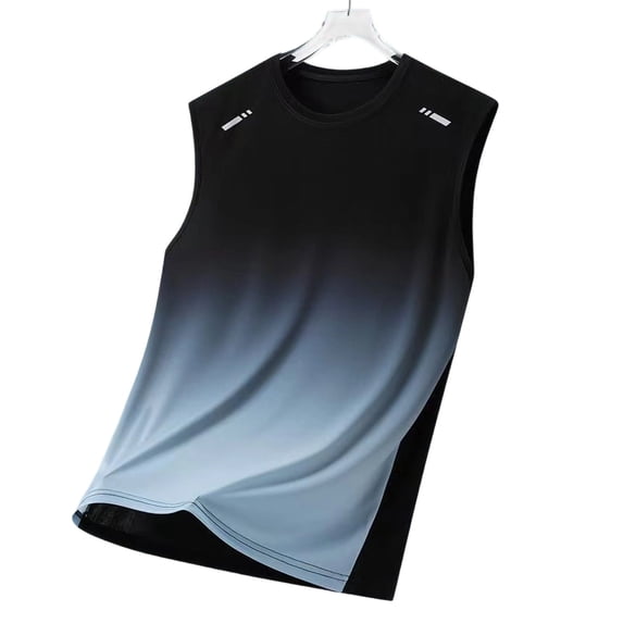 Mens Plus Size Tank Tops Summer Vacation Muscle Top Gradient Sleeveless Shirts Crew Neck Tee Tops Breathable Workout Gym Tank Tops M-5XL