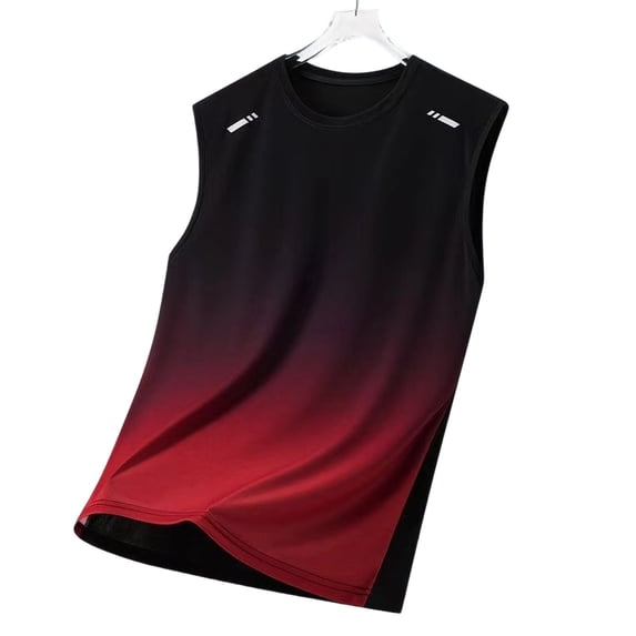 Mens Plus Size Tank Tops Summer Vacation Muscle Top Gradient Sleeveless Shirts Crew Neck Tee Tops Breathable Workout Gym Tank Tops M-5XL