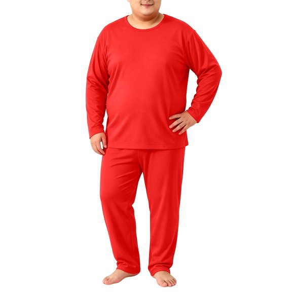 Mens Plus Size Thermal Underwear Set Size L-6XL- 2 Piece Stretch Soft Base Layer, Warm Breathable Shirt and Bottoms for Skiing and Cold Weather Fall Winter Days