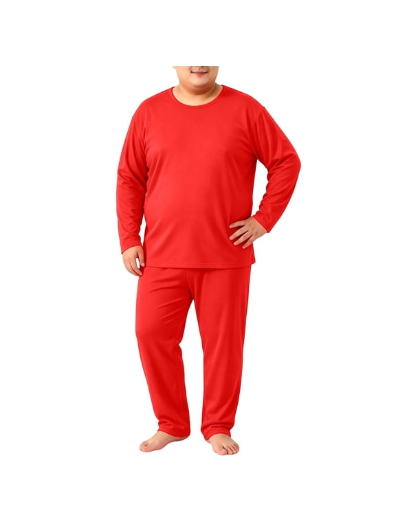 Mens Plus Size Thermal Underwear Set Size L-6XL- 2 Piece Stretch Soft Base Layer, Warm Breathable Shirt and Bottoms for Skiing and Cold Weather Fall Winter Days