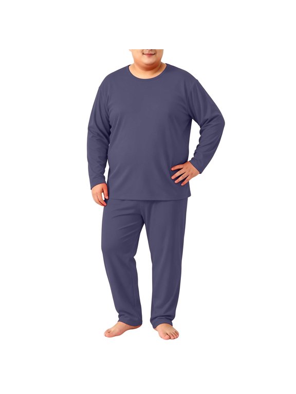 Mens Plus Size Thermal Underwear Set Size L-6XL- 2 Piece Stretch Soft Base Layer, Warm Breathable Shirt and Bottoms for Skiing and Cold Weather Fall Winter Days