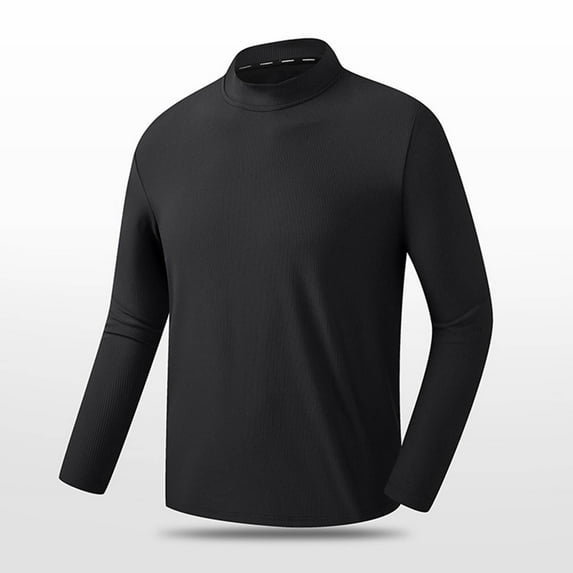 Mens Plus Size Workout T-Shirts Big & Tall Casual Mock Neck Long Sleeve Athletic Tops Basic Solid Slim Stretchy Comfort Pullover T Shirts
