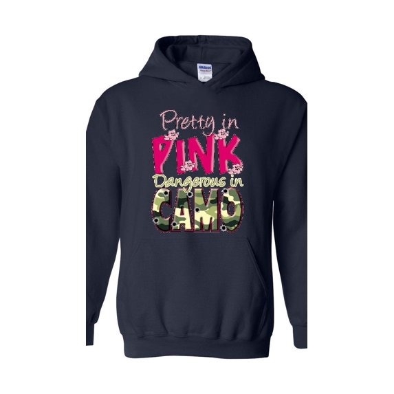 Mens Plus Sweatshirts and Hoodies - Pretty in Pink Dangerous in Camo