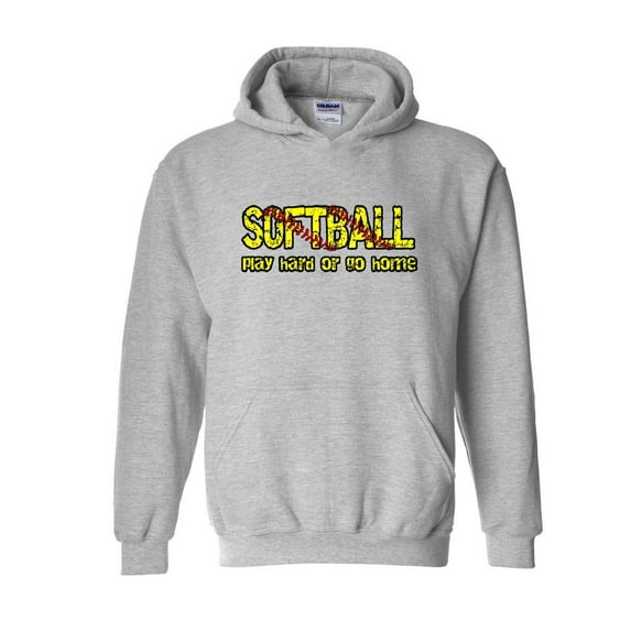 Mens Plus Sweatshirts and Hoodies - Softball Play Hard or Go Home