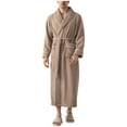 thumbnail image 1 of Mens Plush Fleece Collar Shawl Robe, Cozy Warm Bathrobe Fuzzy Male Spa Long Robe with Pockets, 1 of 9