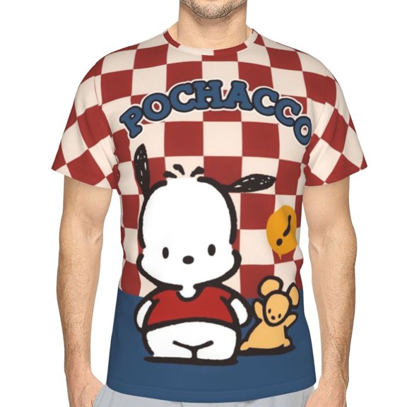 Mens Pochacco 3d Print T-Shirt Crewneck Short Sleeve Tee Shirt