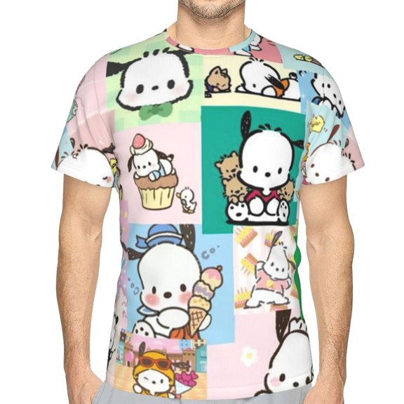 Mens Pochacco 3d Print T-Shirt Crewneck Short Sleeve Tee Shirt