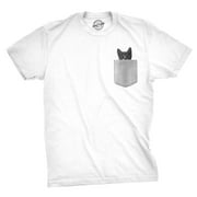 Mens Pocket Cat T Shirt Funny Printed Peeking Pet Kitten Animal Tee For Guys Graphic Tees