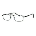 thumbnail image 1 of Mens Pocket Clip Arm Spring Hinge Rectangular Metal Rim Reading Glasses 1.0 Gunmetal, 1 of 4