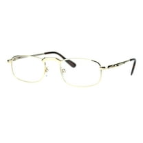 Mens Pocket Clip Arm Spring Hinge Rectangular Metal Rim Reading Glasses 2.75 Gold