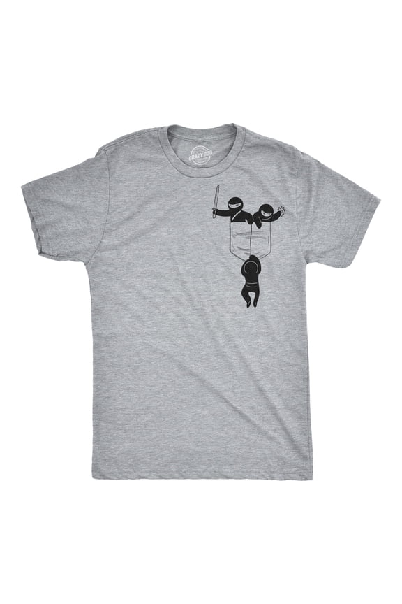 Mens Pocket Ninjas Funny T shirts Printed Graphic Humor Cool Ninja Tee Novelty T shirt Graphic Tees