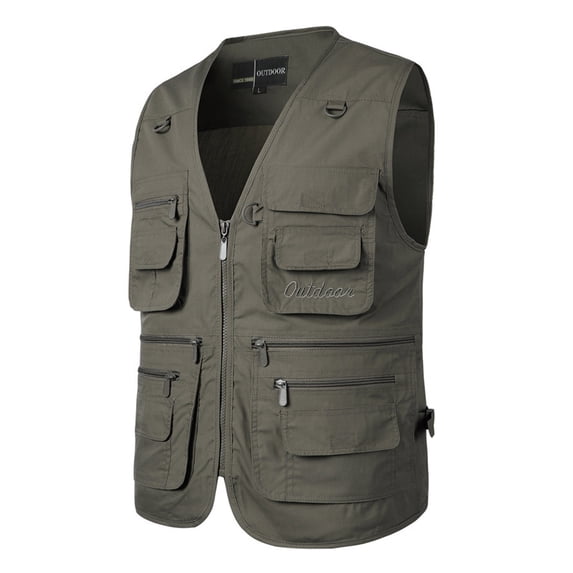 Mens Pocket Outdoor Loose Casual Vest Clothes