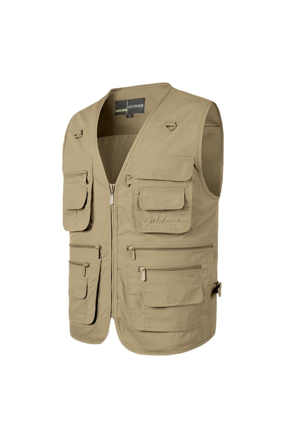 Mens Pocket Outdoor Loose Casual Vest Clothes