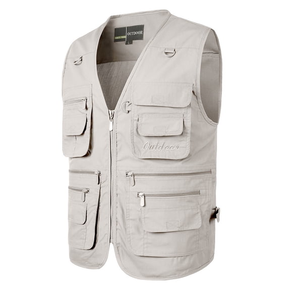 Mens Pocket Outdoor Loose Casual Vest Clothes