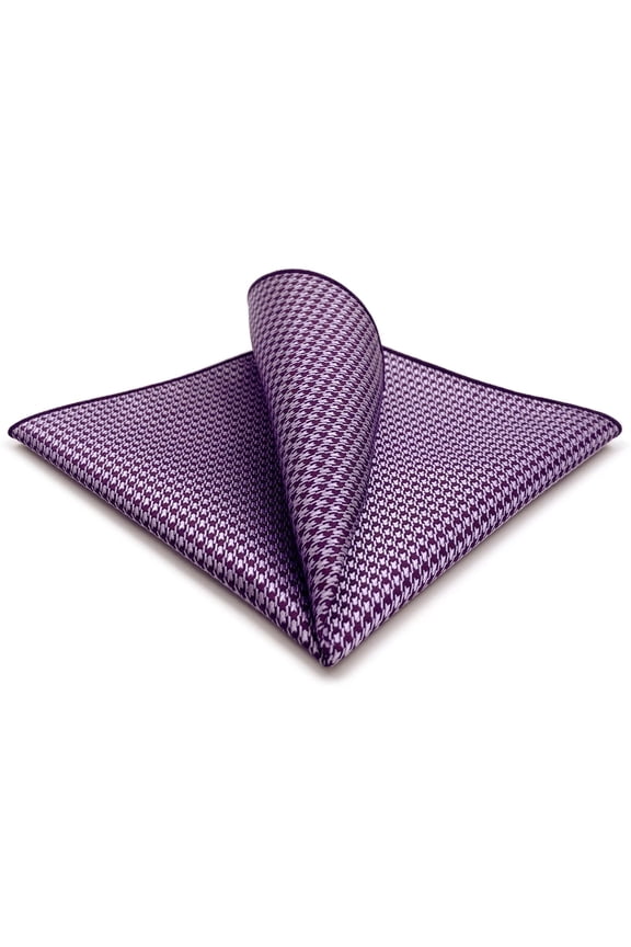 Mens Pocket Square Houndstooth Plum Magenta Light Purple for Suit Jacket Party