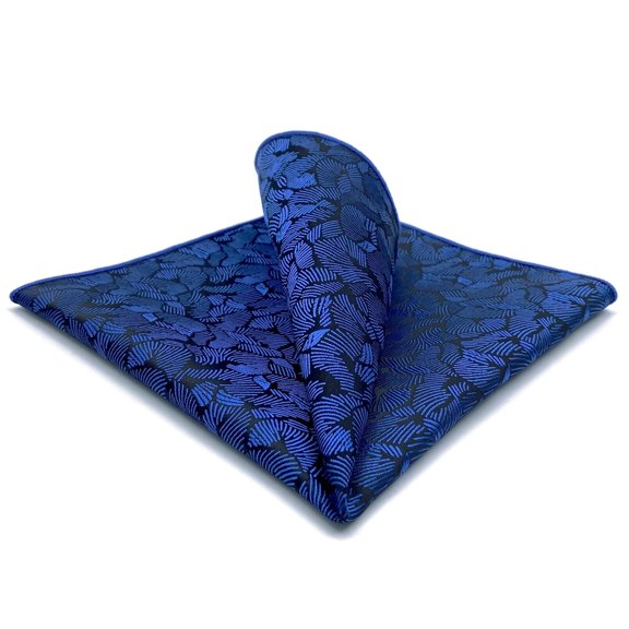 Mens Pocket Square for Suit Navy Blue Black Large Size Pattern 12×12 Business