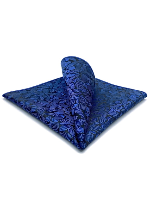 Mens Pocket Square for Suit Navy Blue Black Large Size Pattern 12×12 Business