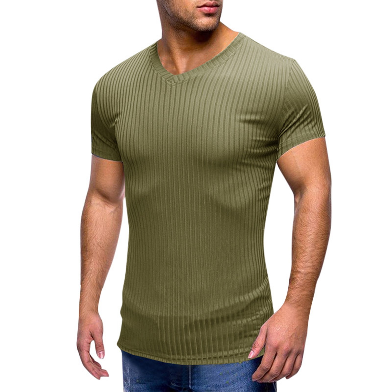 Mens Pocket T Shirts,Men's Muscle T Shirts Stretch Short Sleeve V Neck
