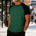 thumbnail image 1 of Mens Pocket Tee Shirts Mens Raglan Short Sleeve Tee Shirt - Basic Casual Slim Fitting T-Shirts Green M, 1 of 5