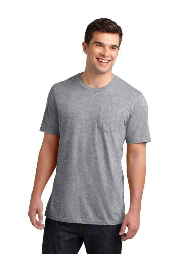 Mens Pocket Tee T-Shirt, Heathered Gray L