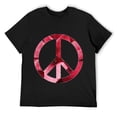 thumbnail image 1 of Mens Poinsettia Painting Peace Sign Love & Peace 70s retro style. T-Shirt Black L, 1 of 5