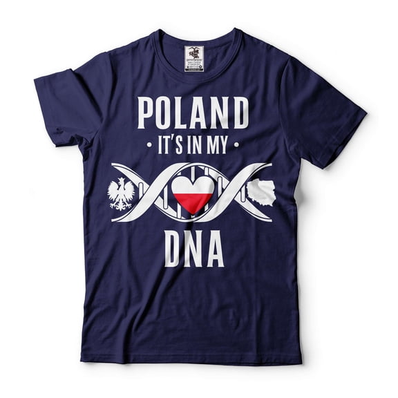 Mens Poland Shirt Polska T-Shirts Poland Patriotic Shirt Poland National Flag Tee Polish Gifts (Medium Navy Blue)