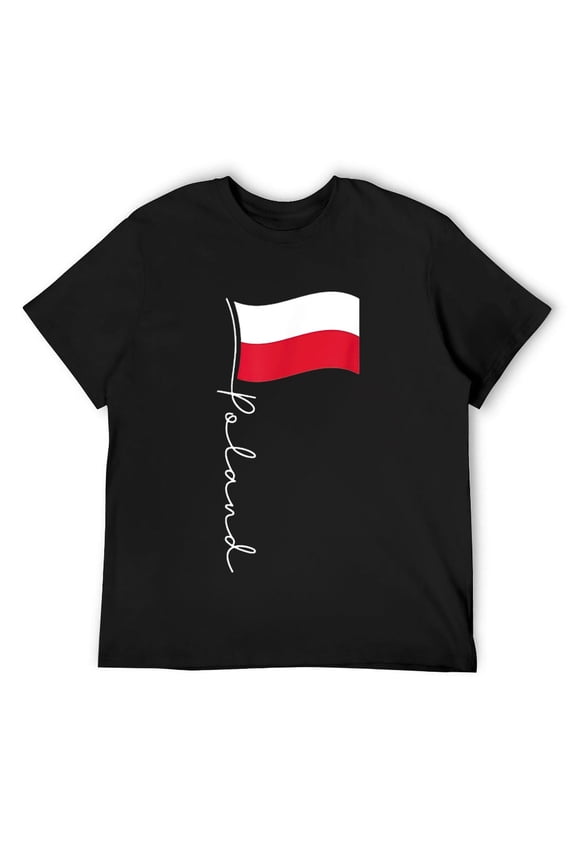 Mens Poland Signature Flag Pole - Elegant Patriotic Polish Flag T-Shirt Black