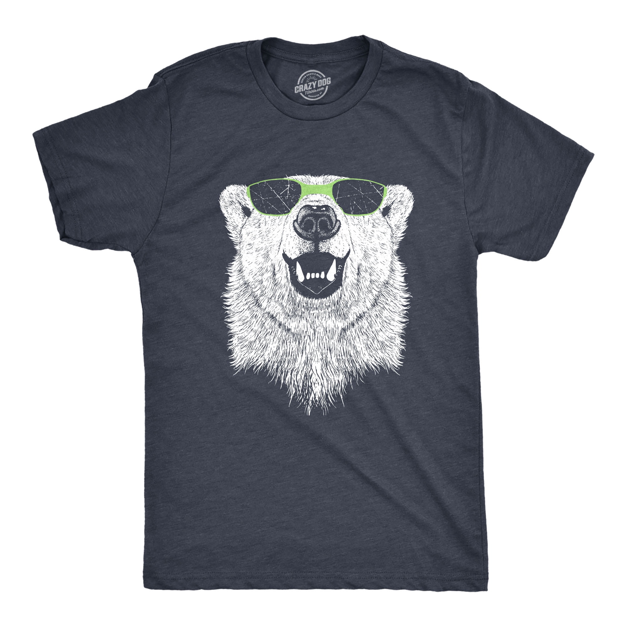 Mens Polar Bear Wearing Sunglasses Tshirt Funny Zoo Animal Graphic Tee - Crazy Dog Men's T Shirt Navy M