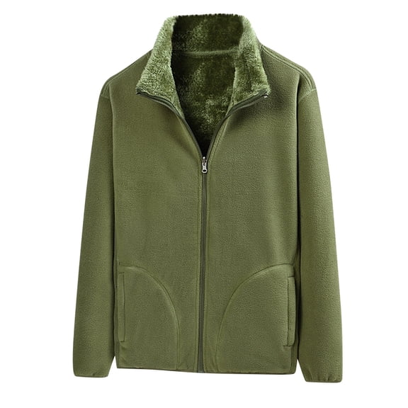 Mens Polar Fleece Hoodies Full Zip Outdoor Winter Soft Hooded Coat with Pocket Fuzzy Sherpa Warm Hoodies Jackets (Army Green 5XL)
