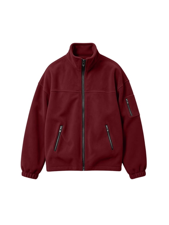 Mens Polar Fleece Jacket Lightweight Full Zip Jackets Outdoor Coat Soft Warm Fleece Jacket ffor Casual Outerwear