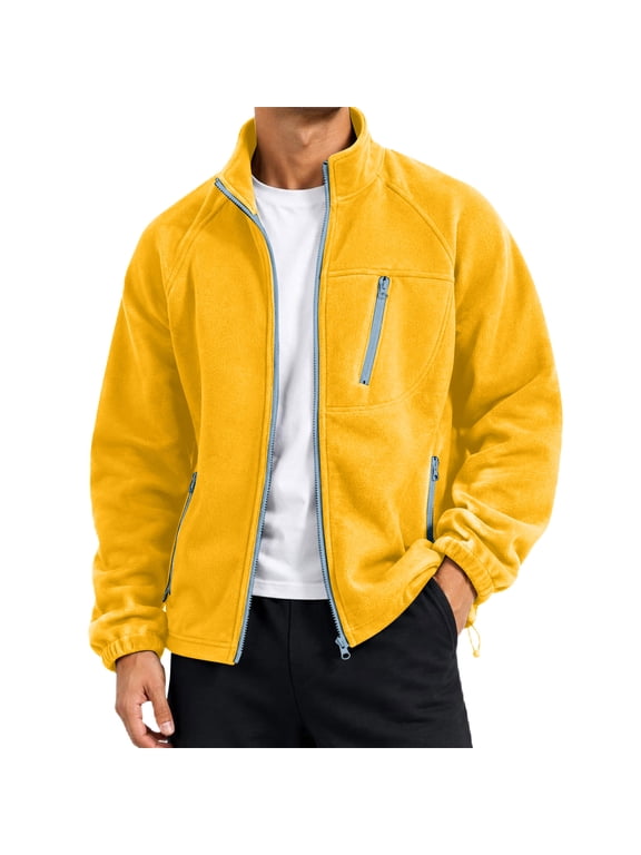 Mens Polar Fleece Jacket Lightweight Full Zip Jackets Outdoor Coat Soft Warm Fleece Jacket