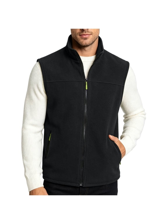 Mens Polar Fleece Vest Casual Sleeveless Zip Up Stand Collar Outdoor Hiking Travel Fishing Vest Jacket,Sizes S-3XL