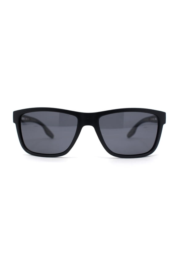 Mens Polarized Antiglare Rectangular Sport Horn Rim Agent Sunglasses Matte Black - Black
