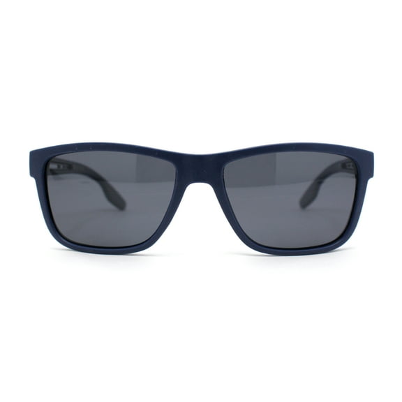 Mens Polarized Antiglare Rectangular Sport Horn Rim Agent Sunglasses Navy - Black