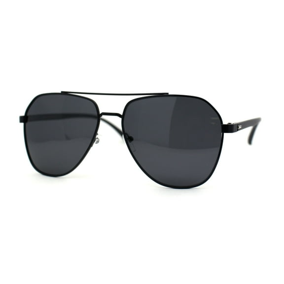 Mens Polarized Classic Air Force Pilot Officer Metal Sunglasses All Black