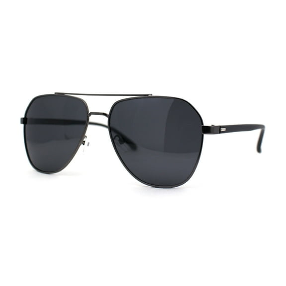 Mens Polarized Classic Air Force Pilot Officer Metal Sunglasses Gunmetal Black