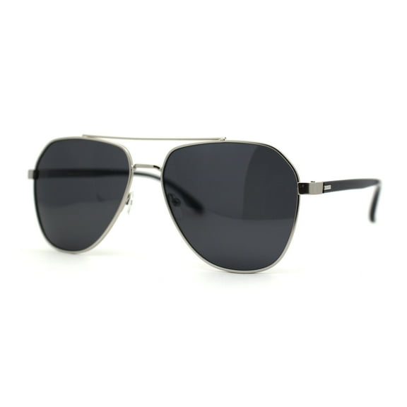 Mens Polarized Classic Air Force Pilot Officer Metal Sunglasses Silver Black