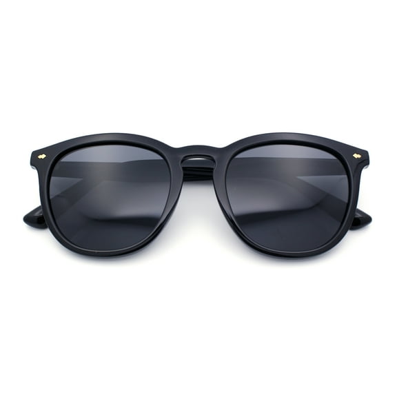 Mens Polarized Hipster Keyhole Thin Plastic Horn Rim Plastic Sunglasses All Black